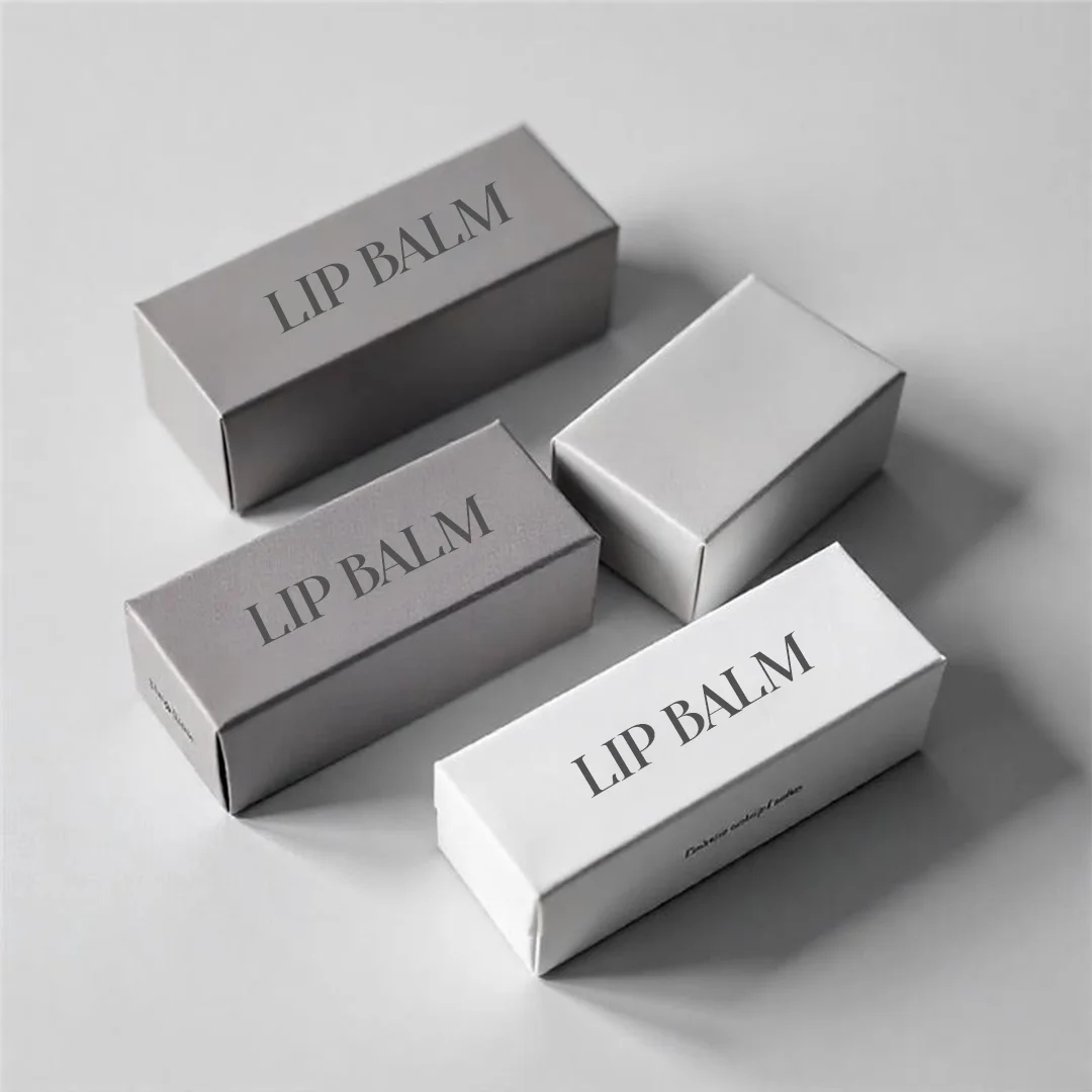 Lip balm box design featuring vibrant colors and modern graphics