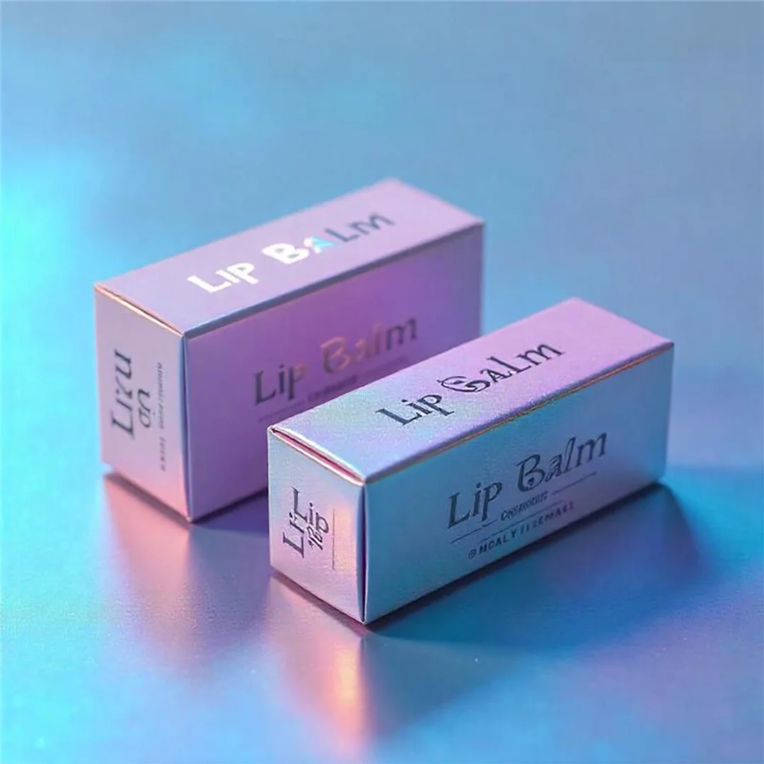 Elegant lip balm box design with a minimalist aesthetic and eye-catching colors