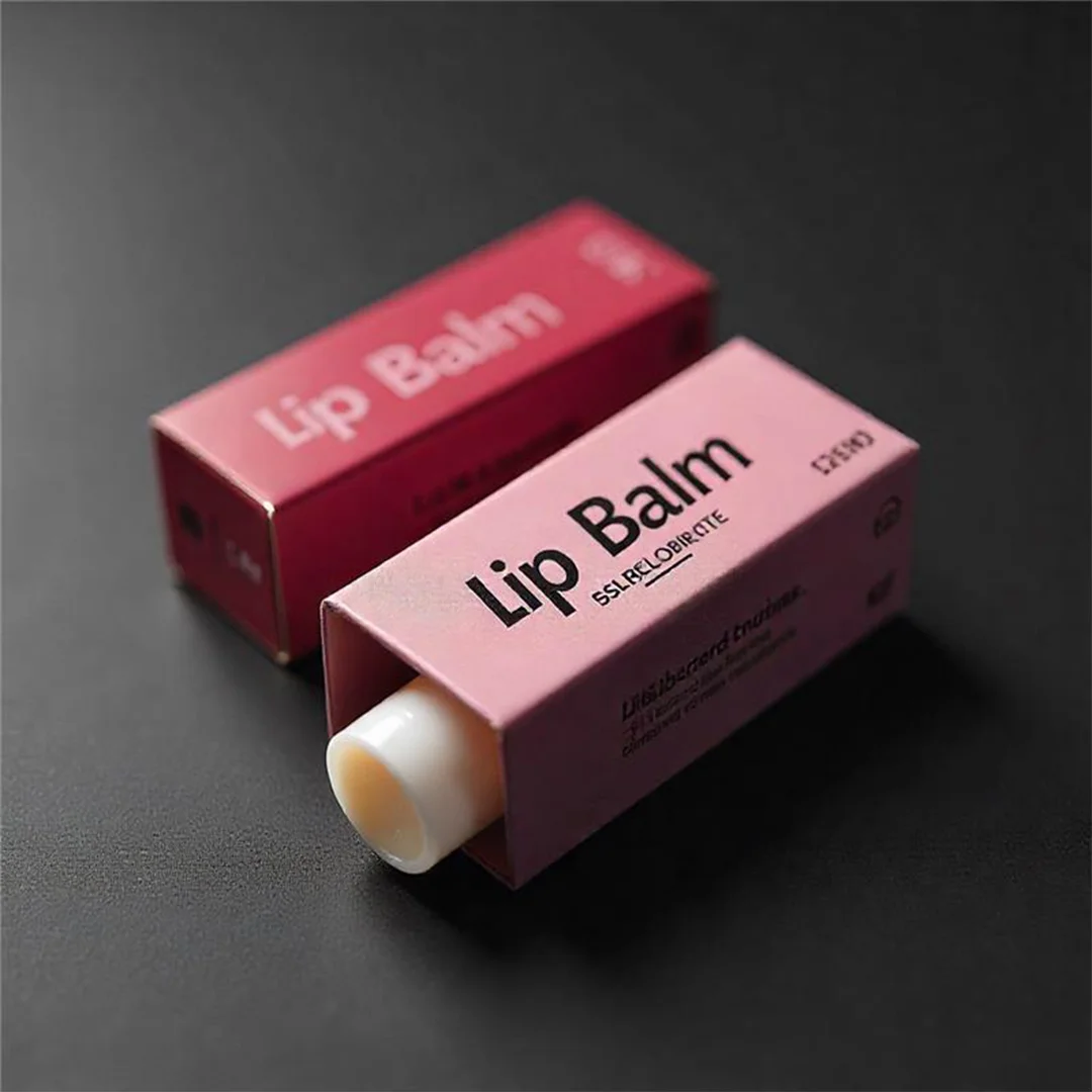 Stylish lip balm packaging showcasing a colorful design with a contemporary look and clear branding