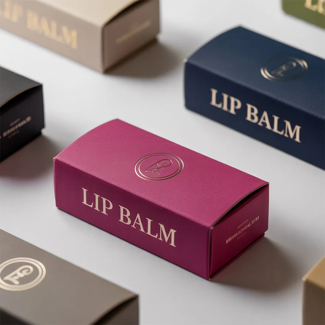 Mockup of lip balm packaging showcasing a modern and stylish appearance